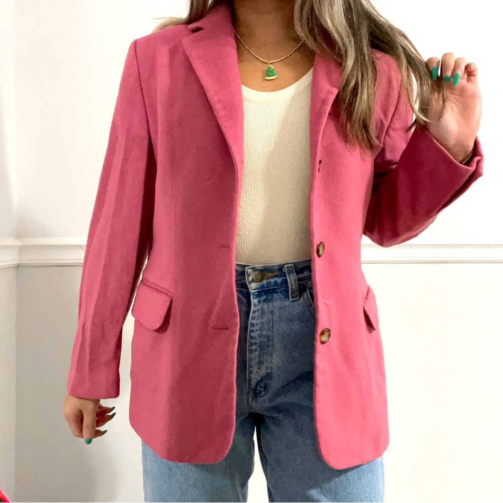 Vintage L.L. Bean • cashmere wool blend hot pink barbie core blazer